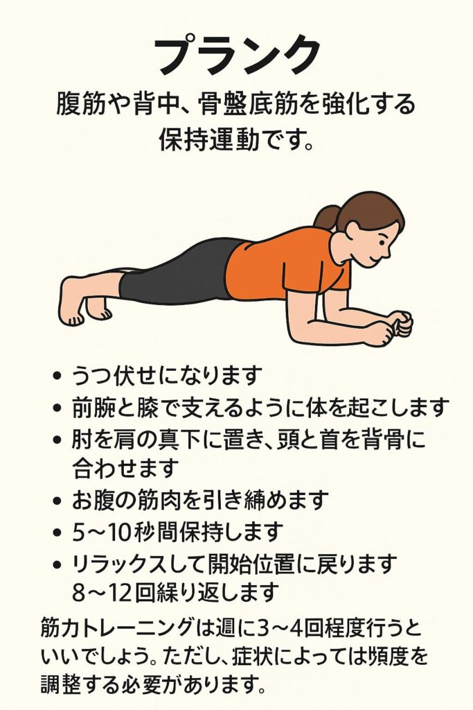 腹筋と体幹を鍛える基本の保持運動：プランク